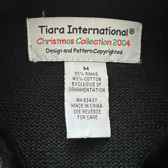 Vintage Tiara International Poinsettia Cardigan Sweater Medium Holiday Christmas - Picture 5 of 7